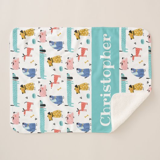 Couverture Sherpa Chiens amusants bébé (Devant (Horizontal))