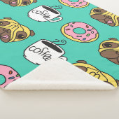 Couverture Sherpa Chiens amusants, beignets, motif de café. (3/4)