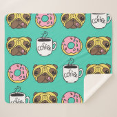 Couverture Sherpa Chiens amusants, beignets, motif de café. (Devant (Horizontal))