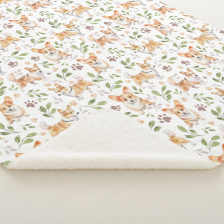 Couverture Sherpa Chiens de Corgi à l'aquarelle mignonne - Animaux d