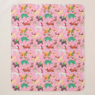 Couverture Sherpa Chiens de Noël en Motif de vêtements de vacances