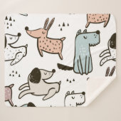 Couverture Sherpa Chiens d'enfants, dessinés à la main, motif à la m (Devant (Horizontal))