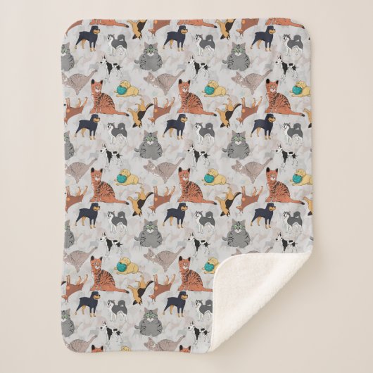 Couverture Sherpa Chiens Et Chats Cutes Design Motif (Devant)