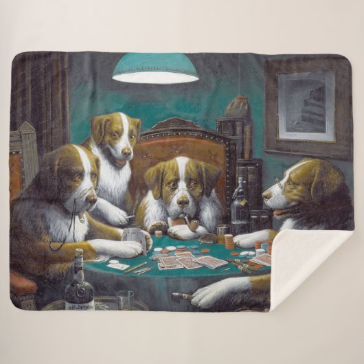 Couverture Sherpa Chiens jouant au poker Cassius Marcellus Coolidge  (Devant (Horizontal))