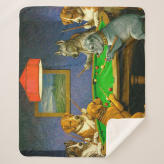 Couverture Sherpa Chiens Jouant au Snooker Billard Détournement Amus