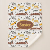 Couverture Sherpa Chiens mignons Blanche Sherpa Chien (Devant)