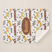 Couverture Sherpa Chiens mignons Blanche Sherpa Chien (Devant (Horizontal))