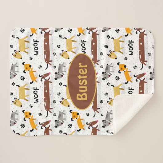 Couverture Sherpa Chiens mignons Blanche Sherpa Chien (Devant (Horizontal))