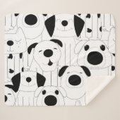 Couverture Sherpa Chiens mignons : dessin animé noir, blanc. (Devant (Horizontal))