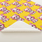 Couverture Sherpa Chiens roses mignons - Jaune (3/4)