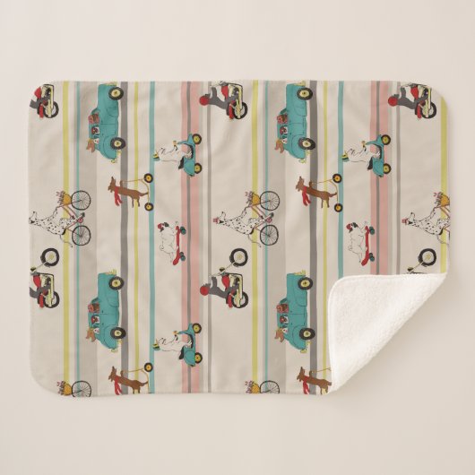 Couverture Sherpa Chiens se déplaçant dans les véhicules Motif (Devant (Horizontal))