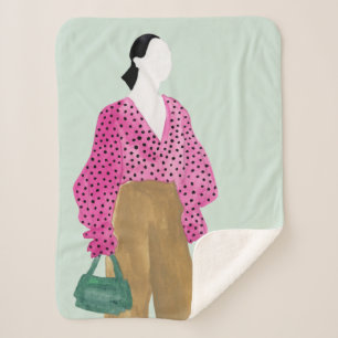 Couverture Sherpa Chiffre debout de mode - dessus de point de polka