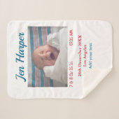 Couverture Sherpa Chiffres de naissance bébé ajouter nom lieu date d (Devant (Horizontal))