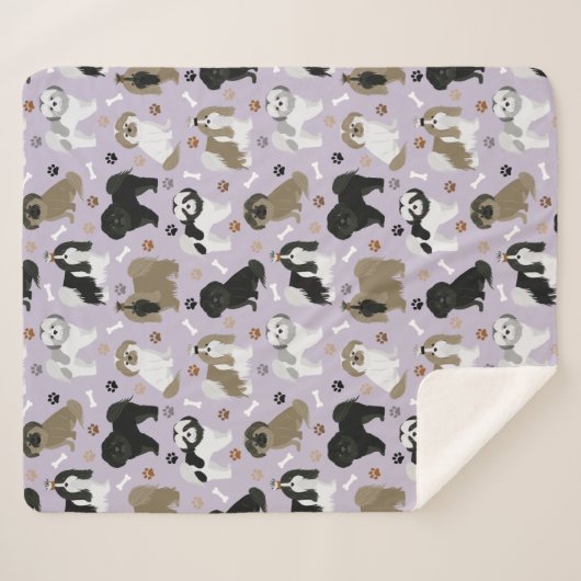 Couverture Sherpa Chih Tzu Chiens Paws et os Sherpa Blanket (Devant (Horizontal))