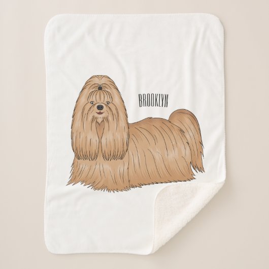 Couverture Sherpa Chih tzu long cheveux dessin de chien (Devant)