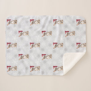 Couverture Sherpa Chihuahua Chi Chien à Santa Hat Grey