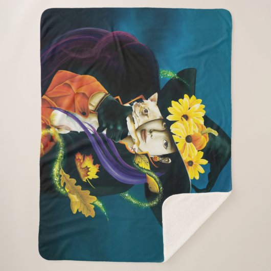 Couverture Sherpa Chihuahua Chien sorcière Halloween (Devant)