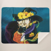Couverture Sherpa Chihuahua Chien sorcière Halloween (Devant (Horizontal))