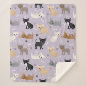 Couverture Sherpa Chihuahua Os et pattes violet (Devant)