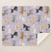 Couverture Sherpa Chihuahua Os et pattes violet (Devant (Horizontal))
