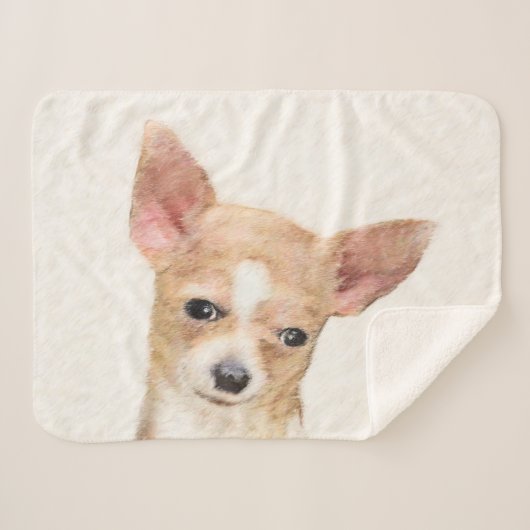 Couverture Sherpa Chihuahua Peinture - Cute Original Chien Art (Devant (Horizontal))