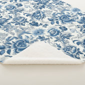 Couverture Sherpa Chinoiserie Bleu et Blancs Fleurs florales (3/4)