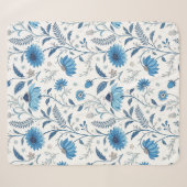 Couverture Sherpa Chinoiserie Blue Echinacea Pattern (Devant (Horizontal))