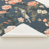 Couverture Sherpa Chinoiserie florale sur Denim Blue (3/4)