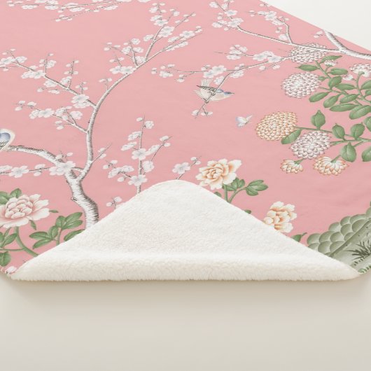 Couverture Sherpa Chinoiserie rose (3/4)