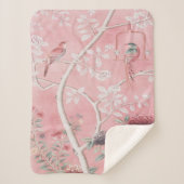 Couverture Sherpa Chinoiserie rose (Devant)
