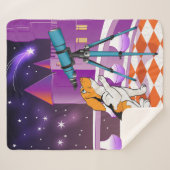 Couverture Sherpa Chiot beige rouge et télescope dans le château (Devant (Horizontal))