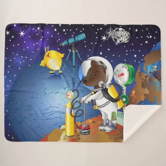 Couverture Sherpa Chiot dans l'espace un alien avec un télescope (Devant (Horizontal))