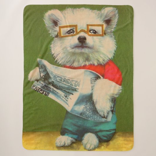 Couverture Sherpa chiot lisant le journal (Devant)