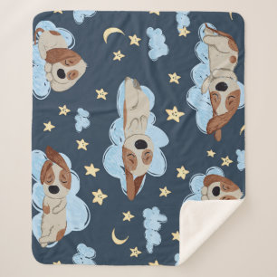 Couverture Sherpa Chiots couchés : Bonne nuit Motif