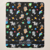 Chiots Dans L'Espace Aquarelle Chiens Astronautes
