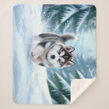 Chiots Malamute dans la Neige