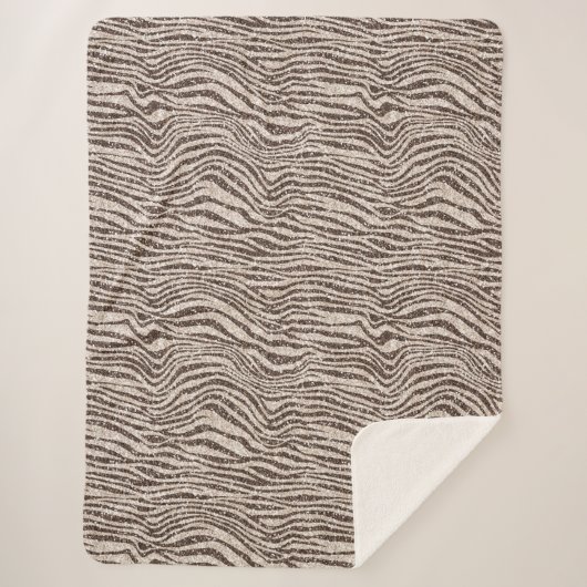 Couverture Sherpa Chocolat Brown crème Blush Zebra Parties scintilla (Devant)