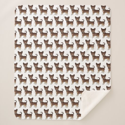 Couverture Sherpa Chocolat Et Tan Smooth Coat Chihuahua Motif (Devant)