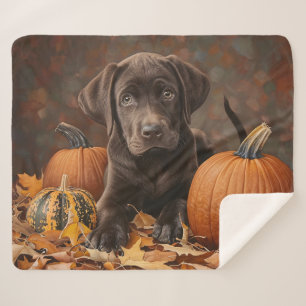 Couverture Sherpa Chocolat Labrador Retriever Automne