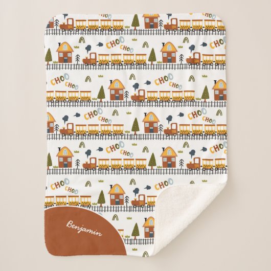 Couverture Sherpa Choo Choo Train Motif Prénom Little Kid (Devant)
