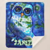 Couverture Sherpa Chouette Abstraite Whimsical Vert Personnalisé (Devant)