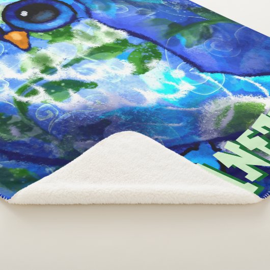 Couverture Sherpa Chouette Abstraite Whimsical Vert Personnalisé (3/4)
