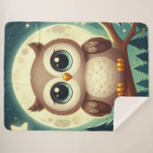 Couverture Sherpa Chouette bébé la nuit avec lune (Devant (Horizontal))