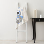 Couverture Sherpa Chouette blanche Bleu Gris Bébé Garçon Sherpa Blan (En situation)