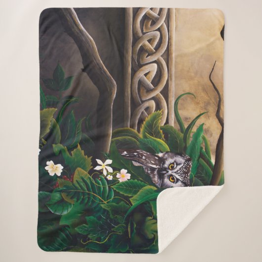 Couverture Sherpa Chouette blanche celtique (Devant)
