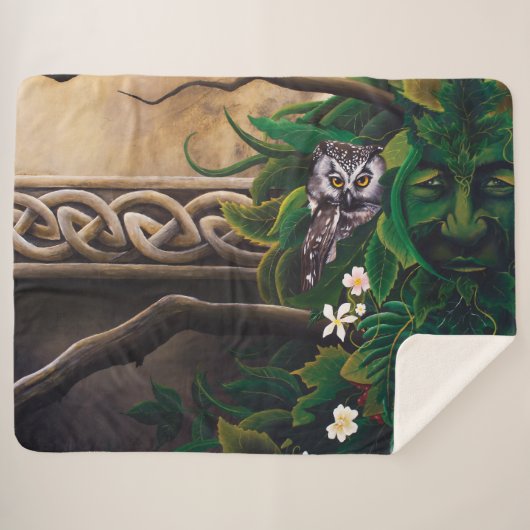Couverture Sherpa Chouette blanche celtique (Devant (Horizontal))