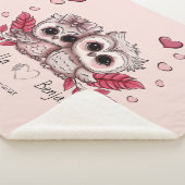 Couverture Sherpa Chouette cartonnée amoureux Coeur Saint-Valentin (3/4)