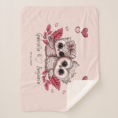 Couverture Sherpa Chouette cartonnée amoureux Coeur Saint-Valentin (Devant)