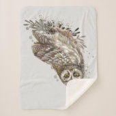 Couverture Sherpa Chouette d'aquarelle Oiseau Faune Nature Art (Devant)