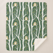 Couverture Sherpa Chouette lunaire et Motif de bouleau (Devant)